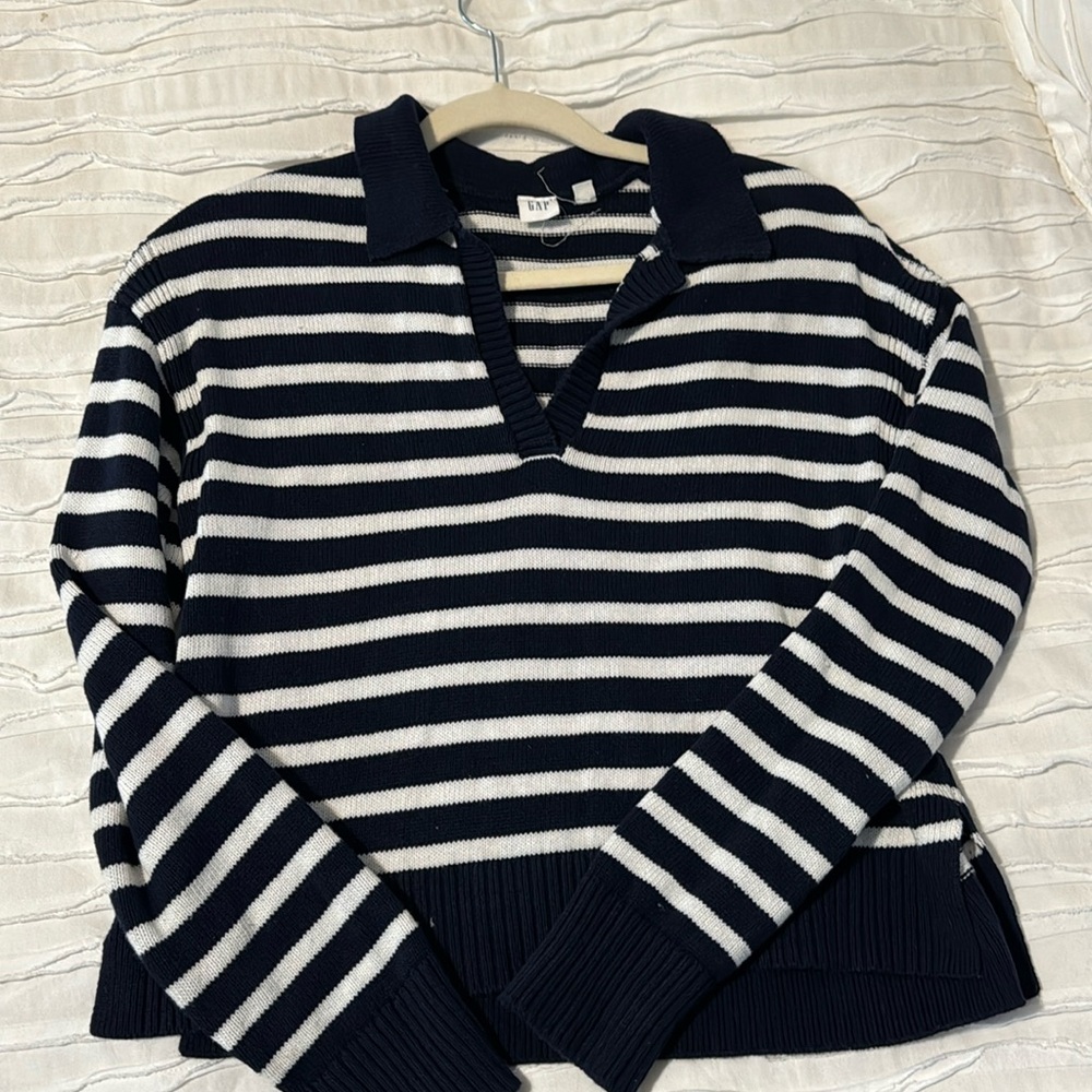 GAP Ribbed Stripe Collared Sweater
